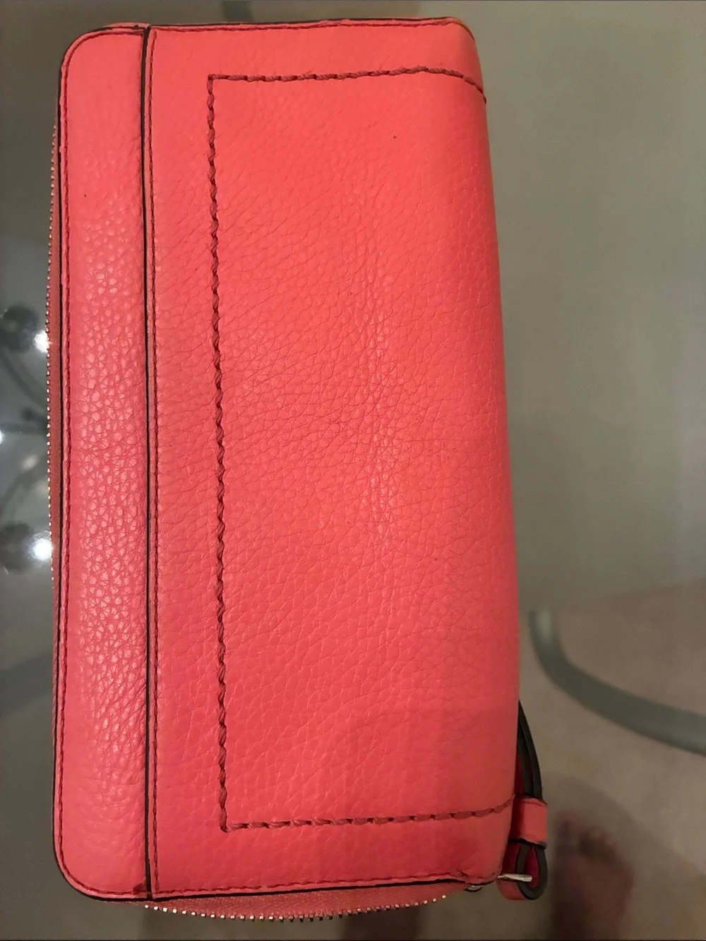 Coach Coral Pebbled Leather Wristlet Clutch with Detachable Strap